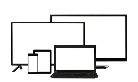 Computing concept - lots of different monitors isolated 写真素材