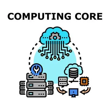 Computing core system concept cloud technology illustration Stock Illustration