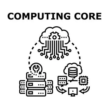 Computing core system concept cloud technology illustration Stock Illustration