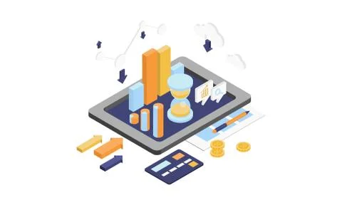 Computing data analysis, web development, communication technology, modern イラスト素材