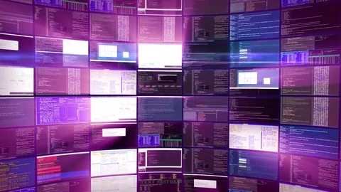 Computing in data center hosting provider purple Stock Footage 83610852
