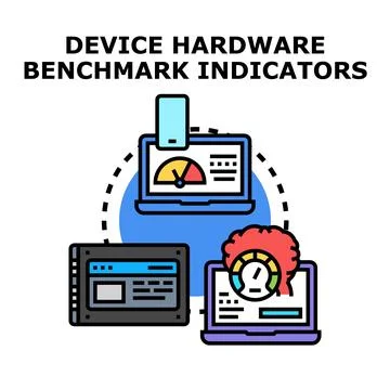 Computing device hardware performance benchmark indicators Stock Illustration