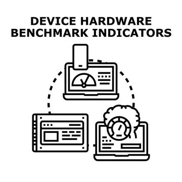 Computing device hardware performance benchmark indicators Stock Illustration