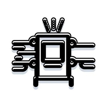 Computing device processing data with connecting ports Stock Illustration
