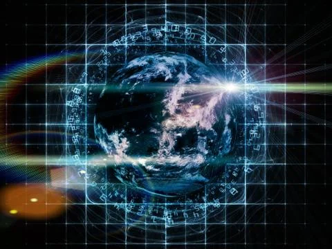 Computing Earth Illustrazione stock