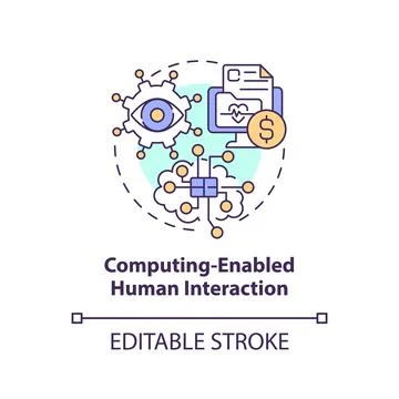 Computing enabled human interaction concept icon Illustrazione stock