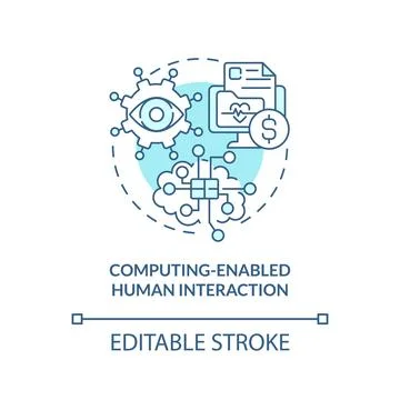 Computing enabled human interaction turquoise concept icon イラスト素材