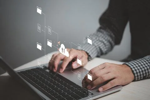 Computing Global innovation in cyberspace service solution link computer futu Stockfoto's
