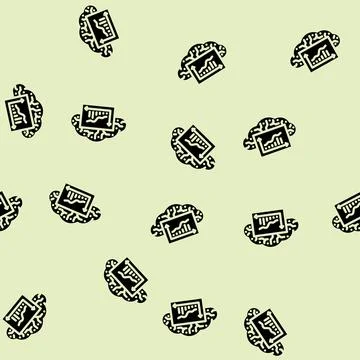 Computing graph cloud glyph vector seamless pattern Illustrazione stock