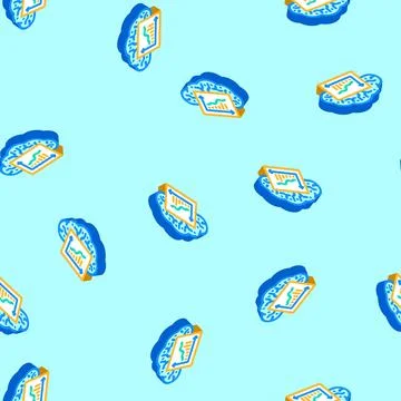 Computing graph cloud isometric icon seamless pattern Stock Illustration