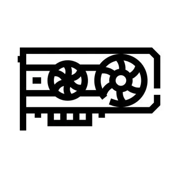 Computing hardware graphic processing unit outline icon Stock Illustration