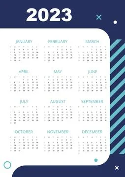 Computing industry blue wall calendar design template for 2023 year Illustrazione stock