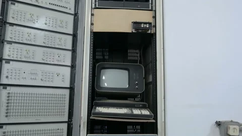 Computing Machine With Control Panel In The Research Center Stock Footage 104760584