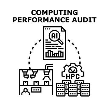 Computing performance audit concept with ai and hpc Stock Illustration