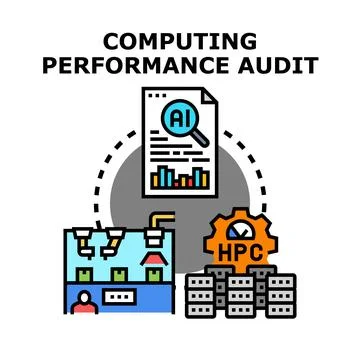 Computing performance audit concept with ai and hpc Stock Illustration