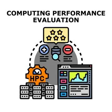 Computing performance evaluation process analyzing data system Stock Illustration