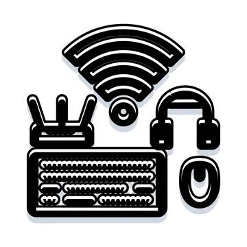 Computing peripherals and wireless network communication devices 库存插图