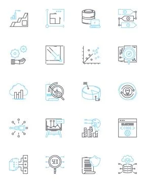 Computing power linear icons set. Computation, Processing, Cycles, Performance Stock Illustration