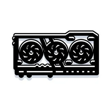 Computing power processing graphic card technology icon Stock Illustration