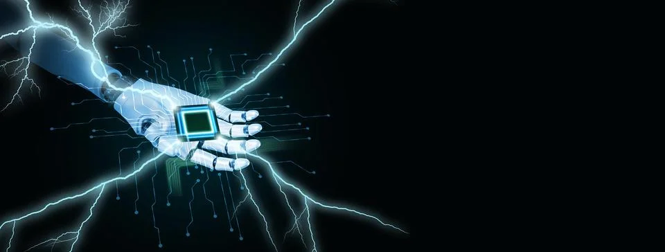 Computing power technology and performance concept. Super powerful CPU or m.. Stock Illustration