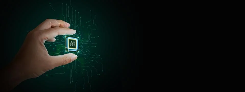 Computing power technology and performance concept. Super powerful CPU or m.. Stock Photos