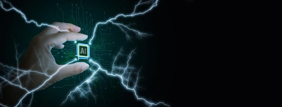 Computing power technology and performance concept. Super powerful CPU or m.. Stock Photos