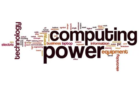 Computing power word cloud Illustrazione stock