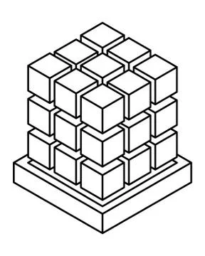 Computing service technology 3d symbol in black and white Stock Illustration