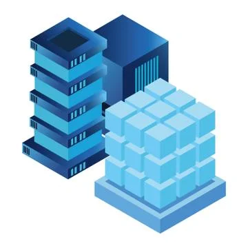Computing service technology 3d symbol Stock Illustration