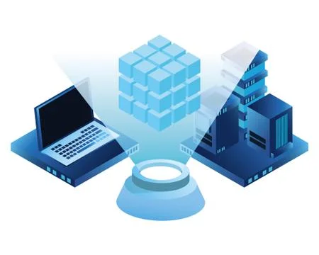 Computing service technology 3d symbol Stock Illustration