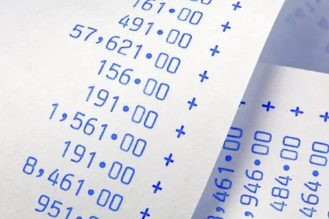 Computing stripes with numbers. costs, expenses, revenues, and w Stock Photos