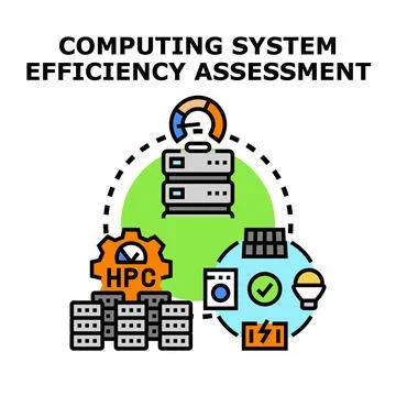 Computing system efficiency assessment measuring performance Stock Illustration