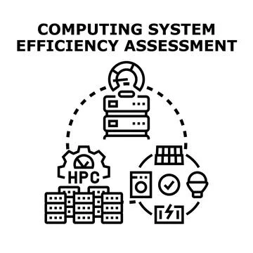 Computing system efficiency assessment measuring performance 库存插图