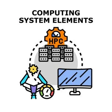 Computing system elements working with high performance analytics Stock Illustration
