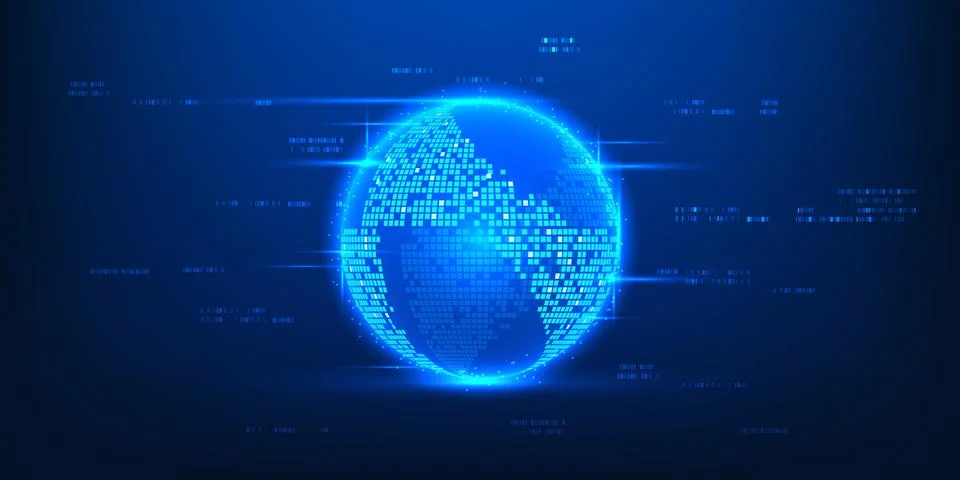 Computing Technology Background Showing Data Process Through Internet Netwo.. Stockillustratie