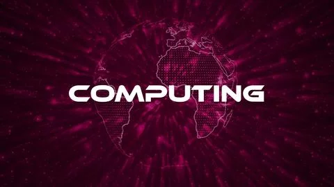 Computing text concept on si-fi particles background. Dot particles technol.. Illustrazione stock