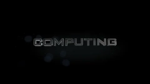 Computing title metal text on black alpha channel background Stock Footage 295906351