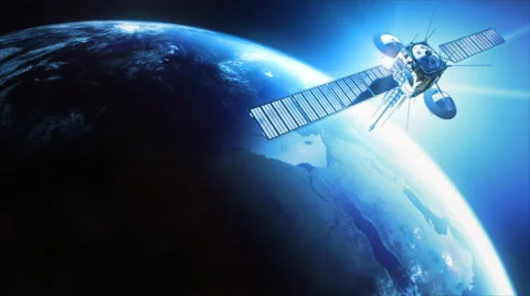 Comsat orbiting above planet earth. Stock Footage 68862250