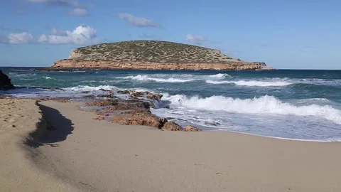 Comte Beach, Ibiza, Spain Stock Footage 83791930