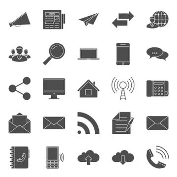 Comunication and web silhouettes icons set Stock Illustration