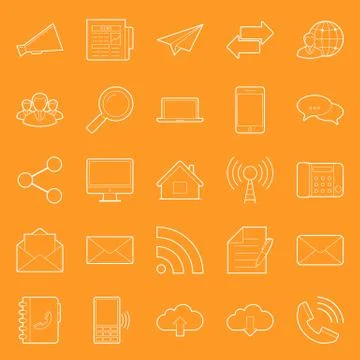 Comunication and web thin lines icons set Stock Illustration