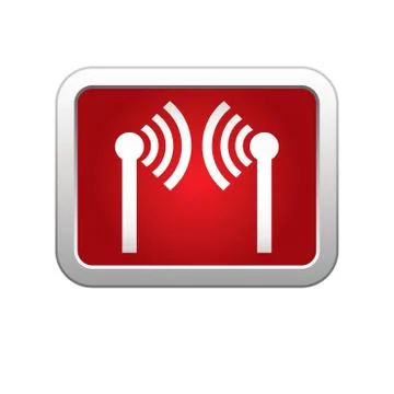 Comunication icon on red silver button Stock Illustration