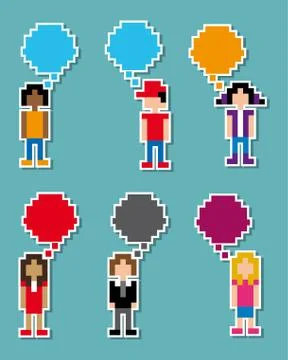 Comunication pixel design over blue background vector illustration Stock Illustration