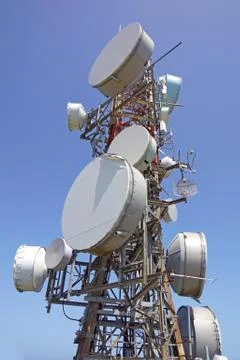 Comunications antenna and telecommunications repeaters Stock Photos