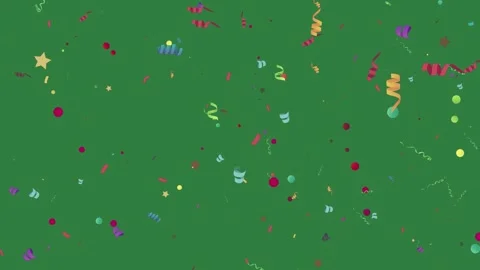 Con and a with bunch of balloons lot colorful confe isolated isolated on green Stock-Footage 336858879
