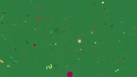 Con and a with bunch of confe balloons stars isolated isolated on green screen Stock-Footage 336858876