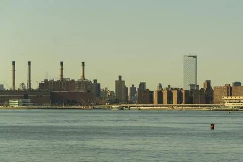 Con Edison East River Generating Station, Waterfront View from Roosevelt Island Stock Photos