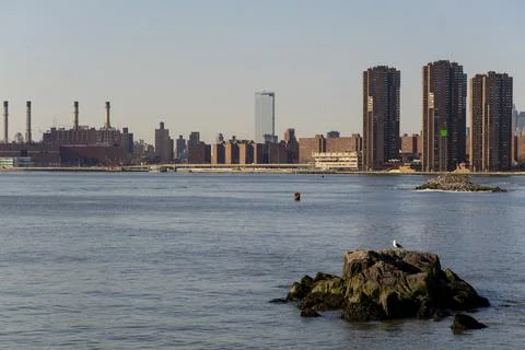 Con Edison East River Generating Station, Waterfront View from Roosevelt Island Stock Photos