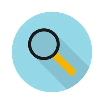 Con magnifying glass with shadow. Flat sign Stock Illustration
