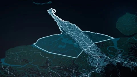 Conakry Camayenne Guinea Digital Map Highlight 4K Video stock 337644193